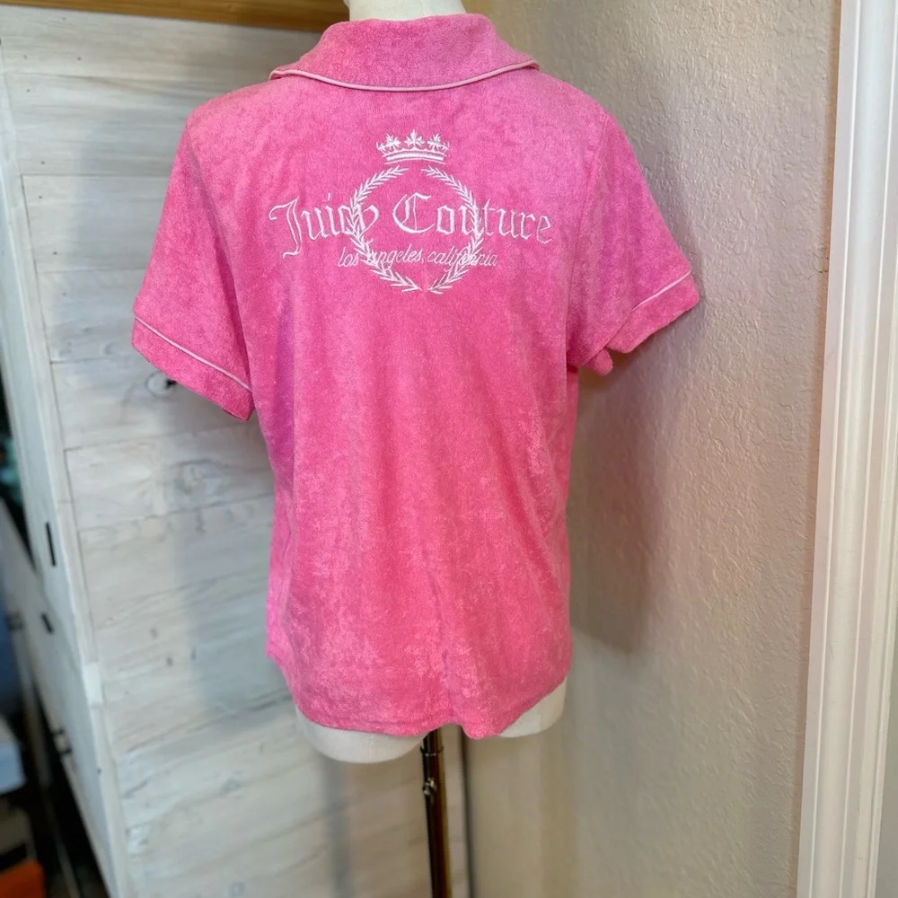 Juicy contour size large pink button down Terri‎ cloth pajama top